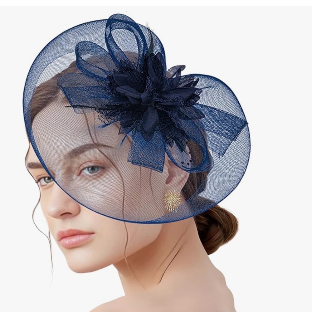 New Elegant Navy Blue Fascinator Hat